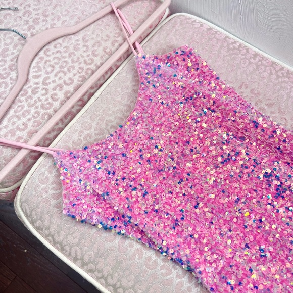 Lucy In The Sky Pink Sequin Dress | Size XS | Like New - Picture 6 of 6